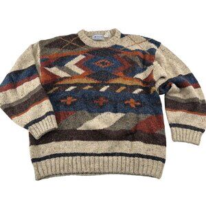 Vintage‎ Duplex Designs Sweater M Acrylic Wool Blend Geometric Pattern